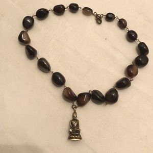 Zen Buddha Necklace with tumbled agate stones